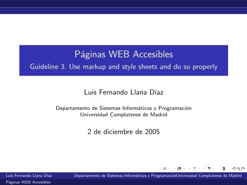 Imágen de pdf Páginas WEB Accesibles - Guideline 3. Use markup and style sheets and do so properly