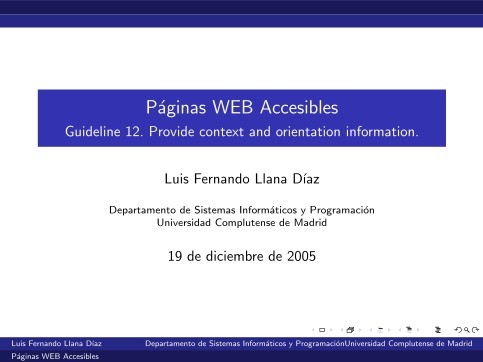 Imágen de pdf Páginas WEB Accesibles - Guideline 12. Provide context and orientation information.