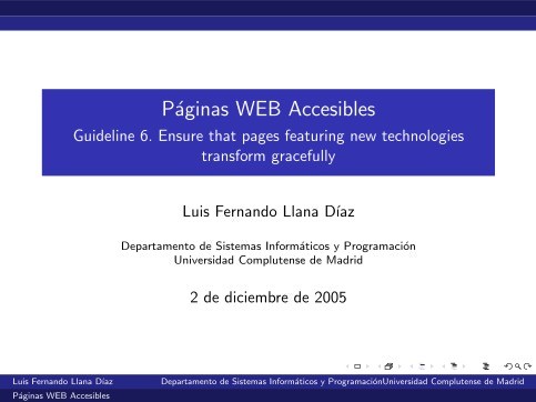 Imágen de pdf Páginas WEB Accesibles - Guideline 6. Ensure that pages featuring new technologies transform gracefully
