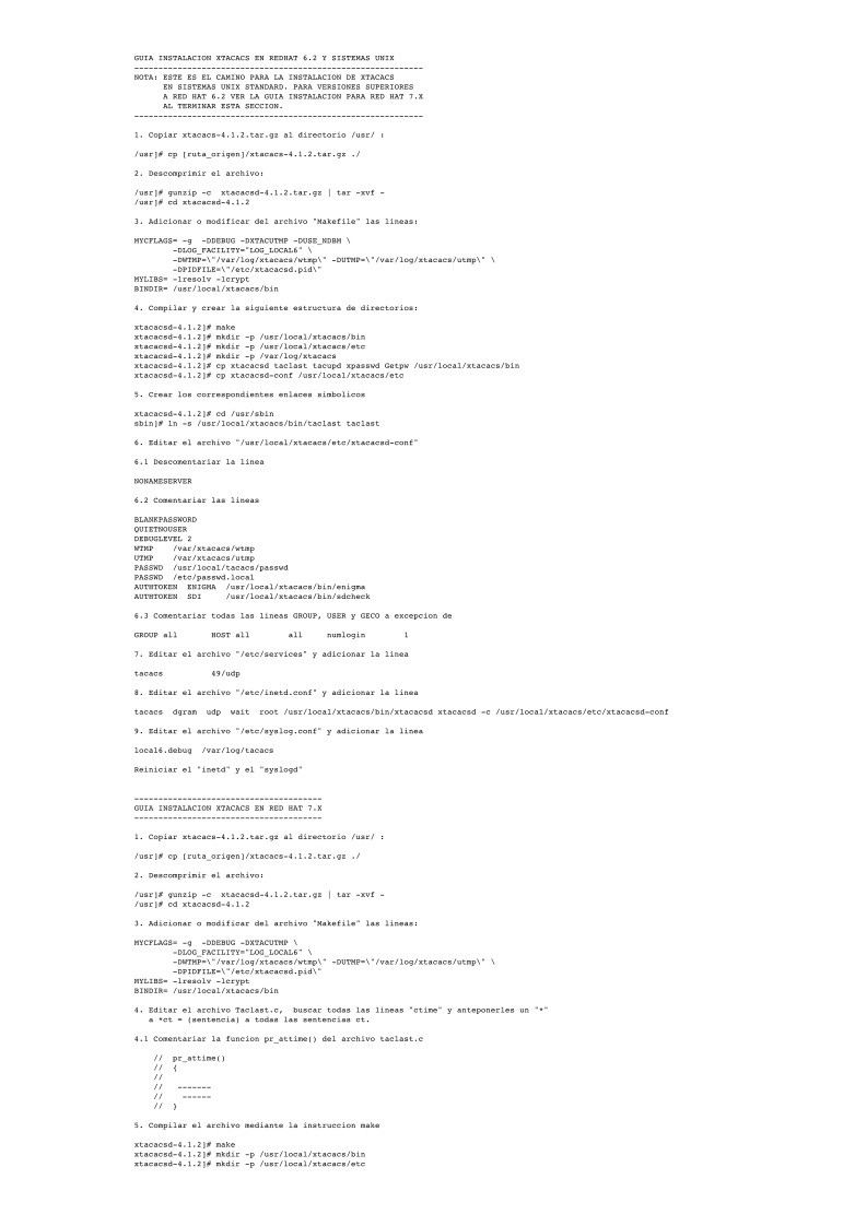 Imágen de pdf GUÍA INSTALACIÓN XTACACS EN REDHAT 6.2 Y SISTEMAS UNIX