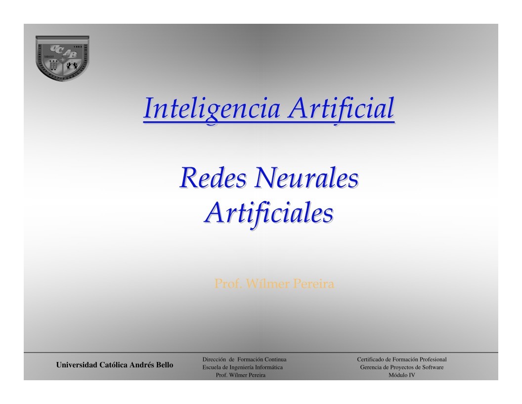 Imágen de pdf Inteligencia Artificial - Redes Neurales Artificiales