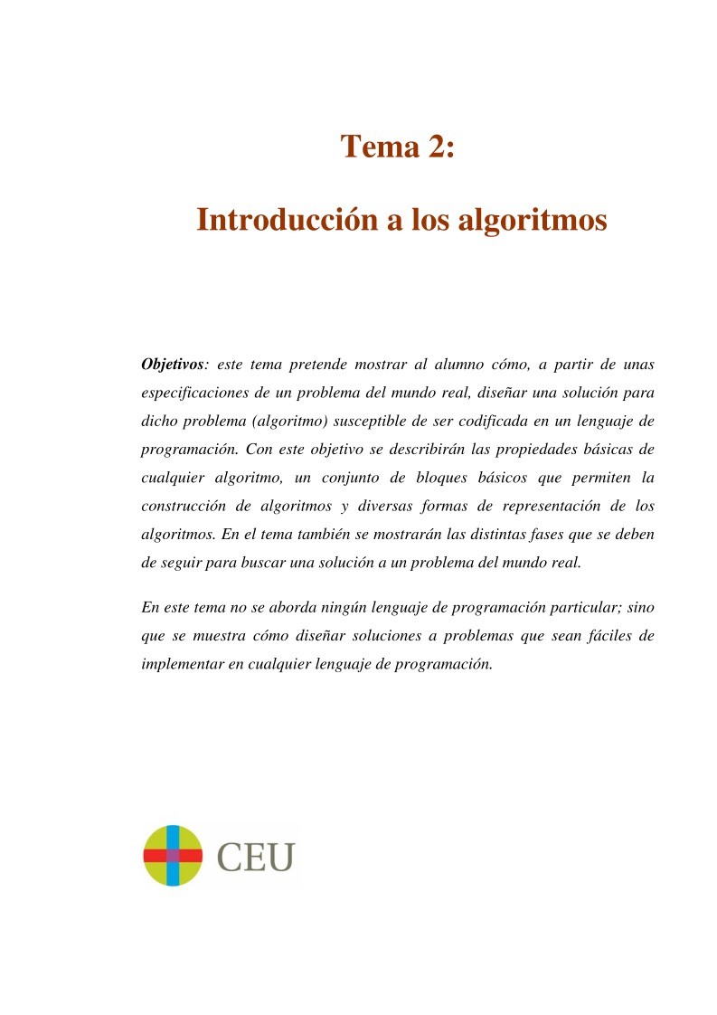 Imágen de pdf Tema 2: Introducción a los algoritmos
