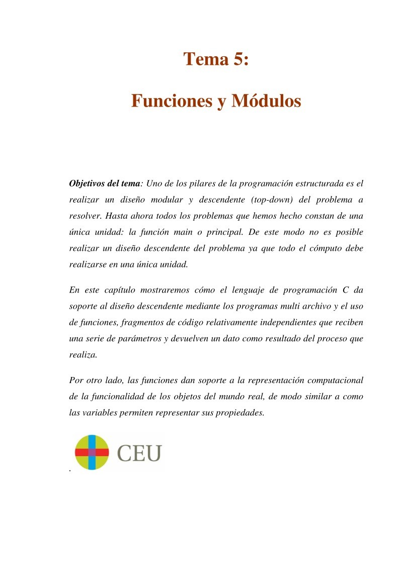 Imágen de pdf Tema 5: Funciones y Módulos