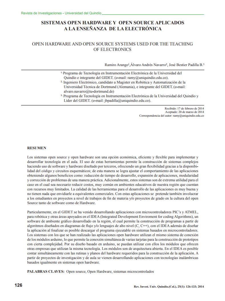 Imágen de pdf SISTEMAS OPEN HARDWARE Y OPEN SOURCE APLICADOS A LA ENSEÑANZA DE LA ELECTRÓNICA