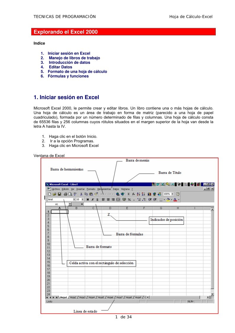 Imágen de pdf Explorando el Excel 2000