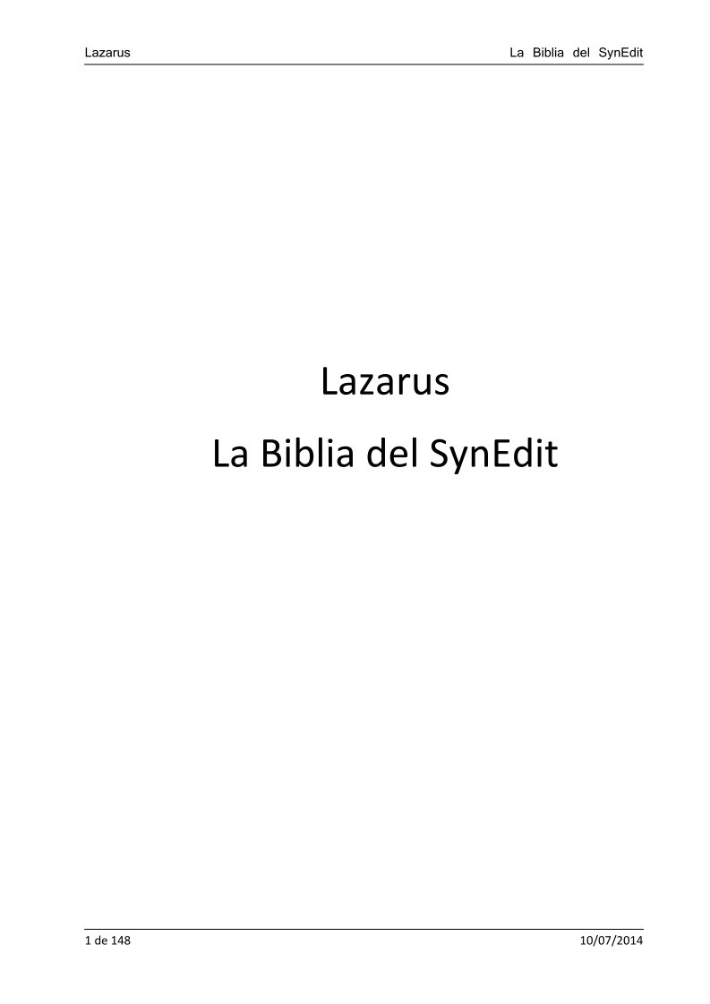 Imágen de pdf Lazarus - La Biblia del SynEdit