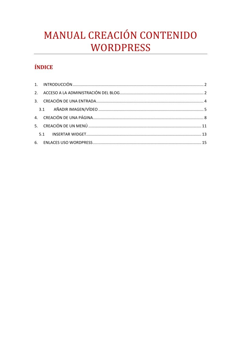 Imágen de pdf MANUAL CREACIÓN CONTENIDO WORDPRESS