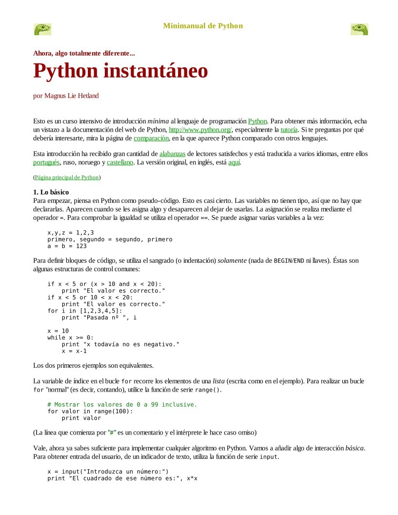 Imágen de pdf Minimanual de Python Instantaneo