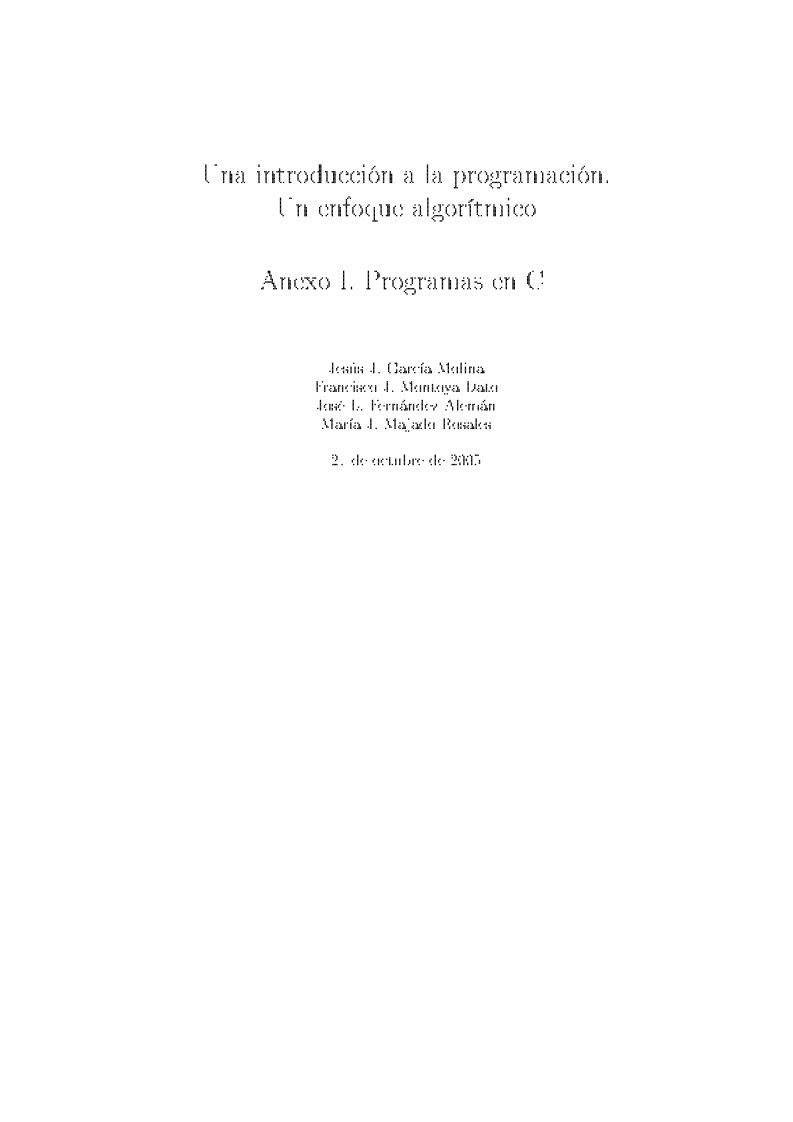 Imágen de pdf Una introducción a la programación. Un enfoque algorítmico - Anexo I. Programas en C