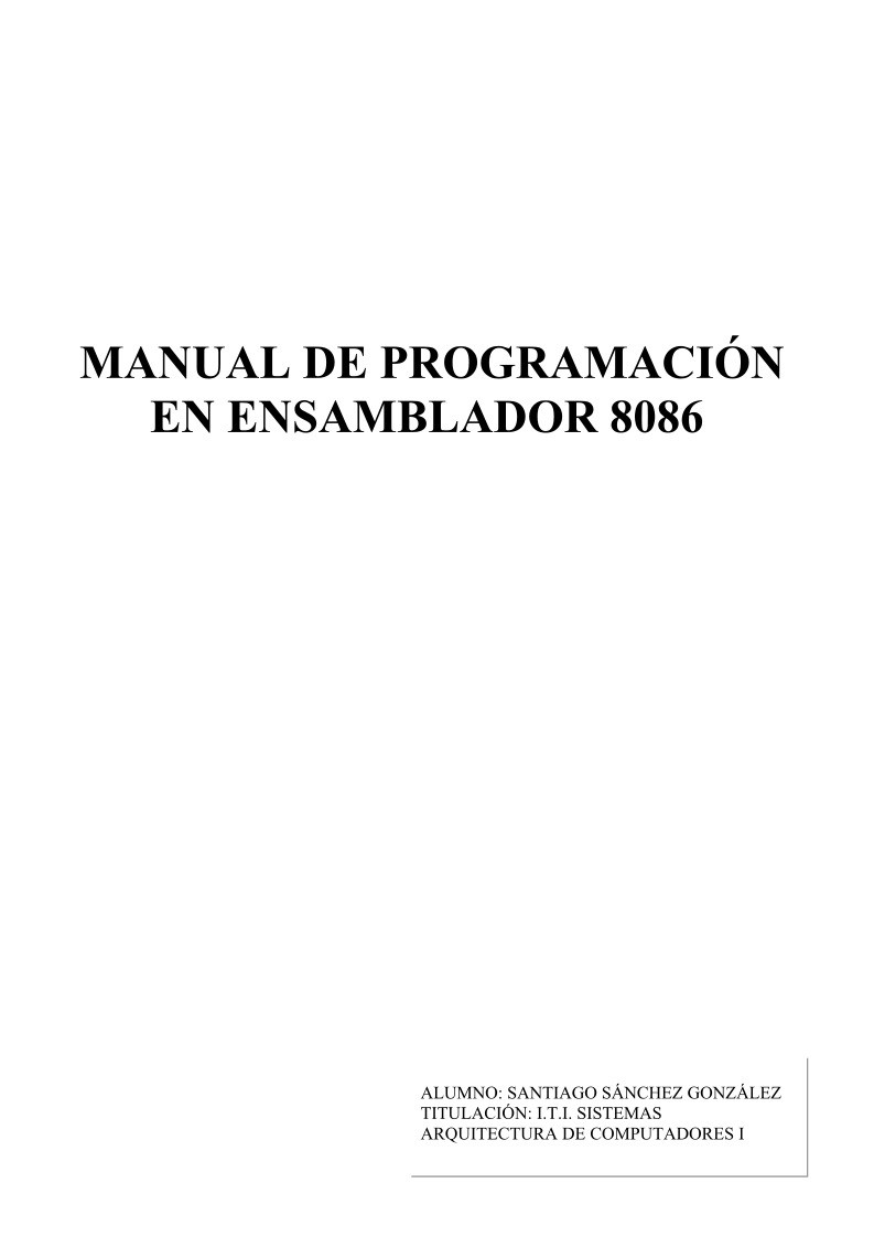 Imágen de pdf Manual de programación en Ensamblador 8086