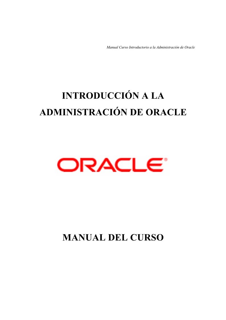Imágen de pdf Curso Introductorio a la Administración de Oracle