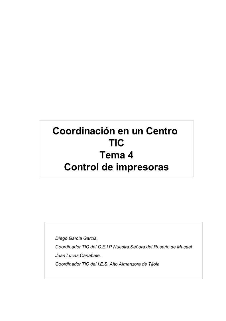 Imágen de pdf Coordinación en un Centro TIC - Tema 4 Control de impresoras