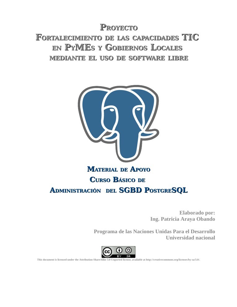 Imágen de pdf Manual Curso Básico de Administración del SGBD PostgreSQL