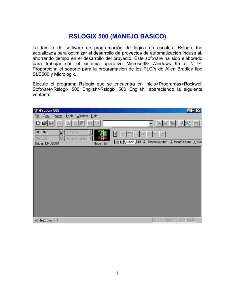 PDF de programación RSLogix 500 (Manejo básico)