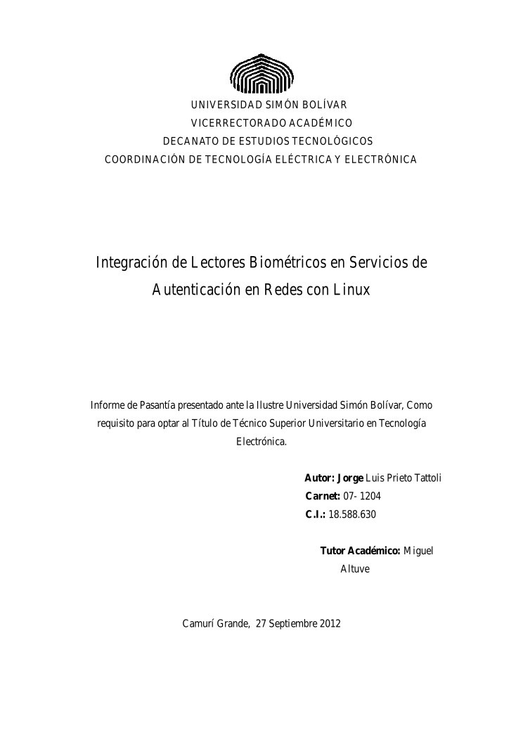 Imágen de pdf Integración de Lectores Biométricos en Servicios de Autenticación en Redes con Linux