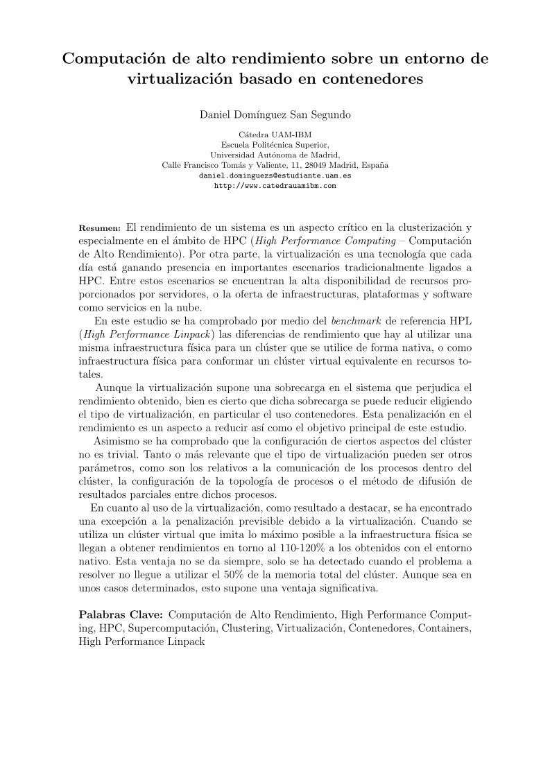 Imágen de pdf Computación de alto rendimiento sobre un entorno de virtualización basado en contenedores