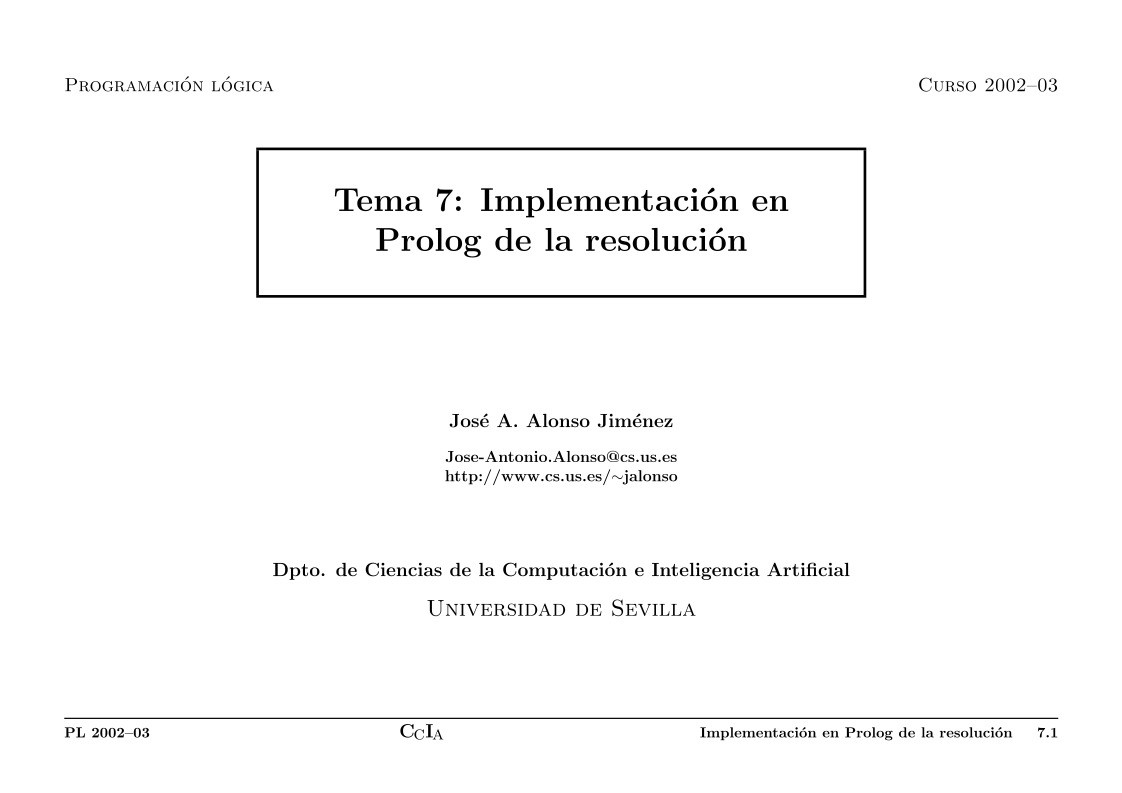 Imágen de pdf Tema 7: Implementación en Prolog de la resolución