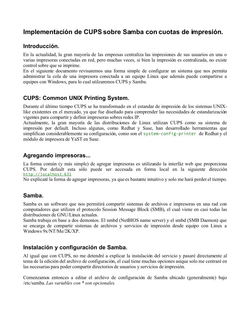 Imágen de pdf Implementación de CUPS sobre Samba con cuotas de impresión