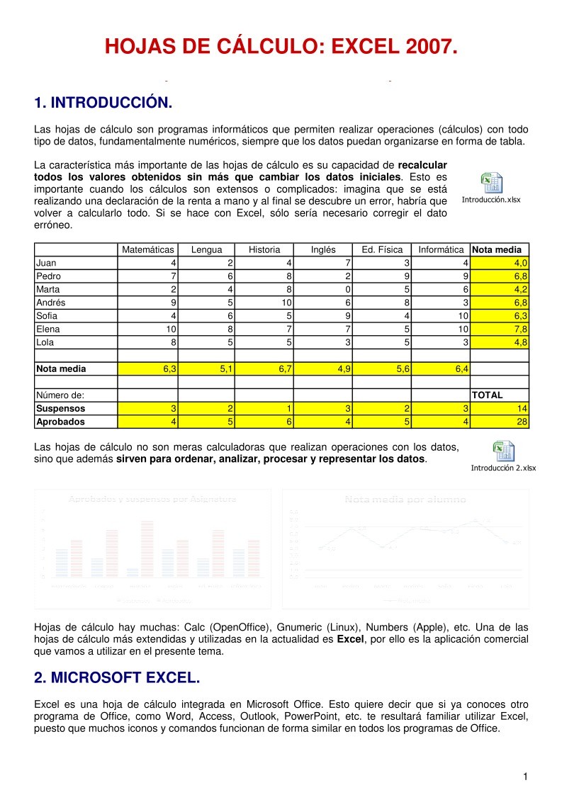 Imágen de pdf TEORÍA y ACTIVIDADES EXCEL 2007 (4º ESO)