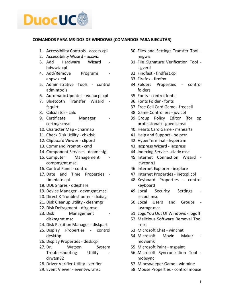 Imágen de pdf Comandos para MS-DOS de Windows