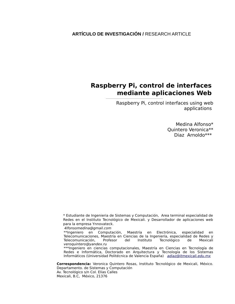 Imágen de pdf Raspberry Pi, control de interfaces mediante aplicaciones Web