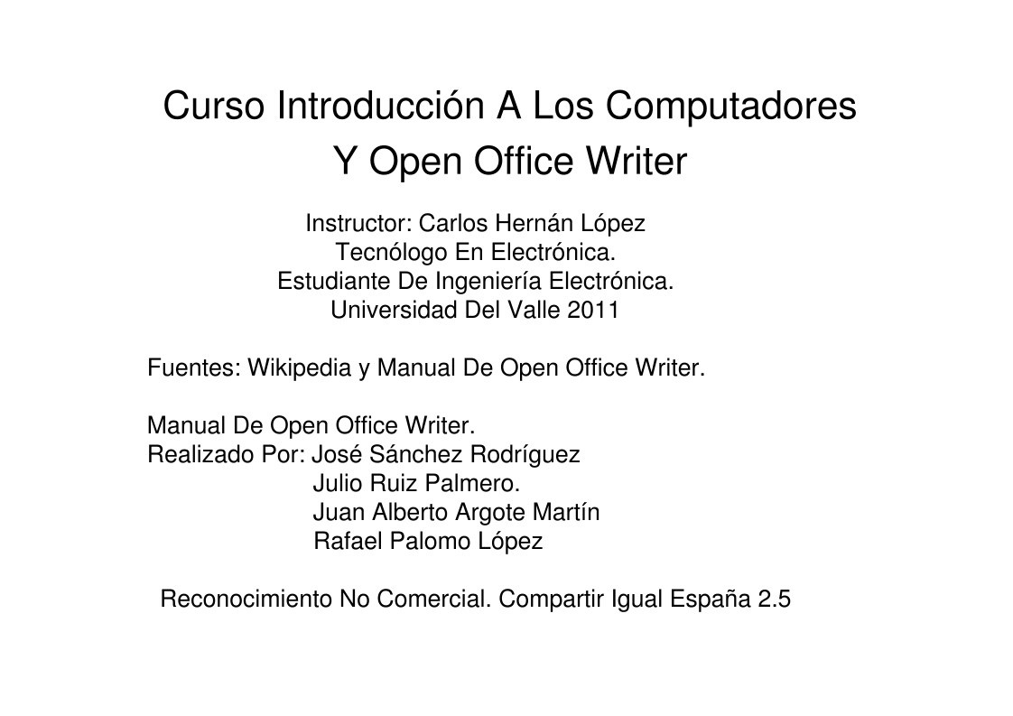 Imágen de pdf Curso Introducción A Los Computadores Y Open Office Writer