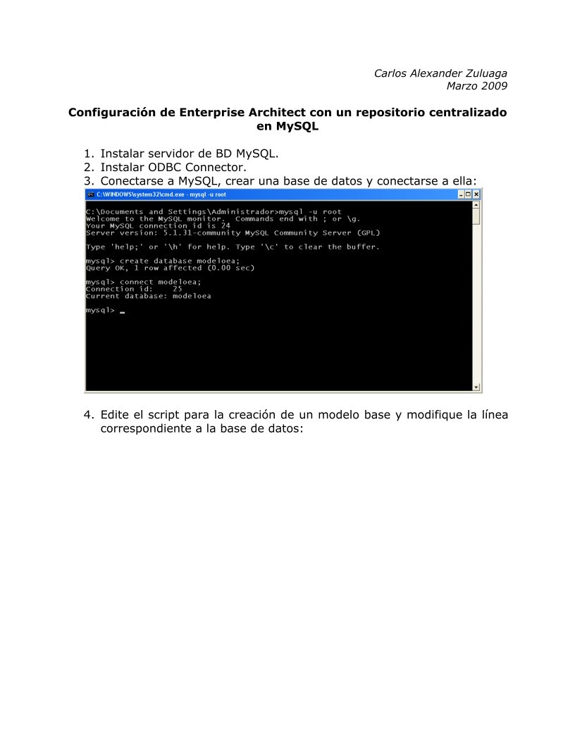 Imágen de pdf Configuración de Enterprise Architect con un repositorio centralizado en MySQL