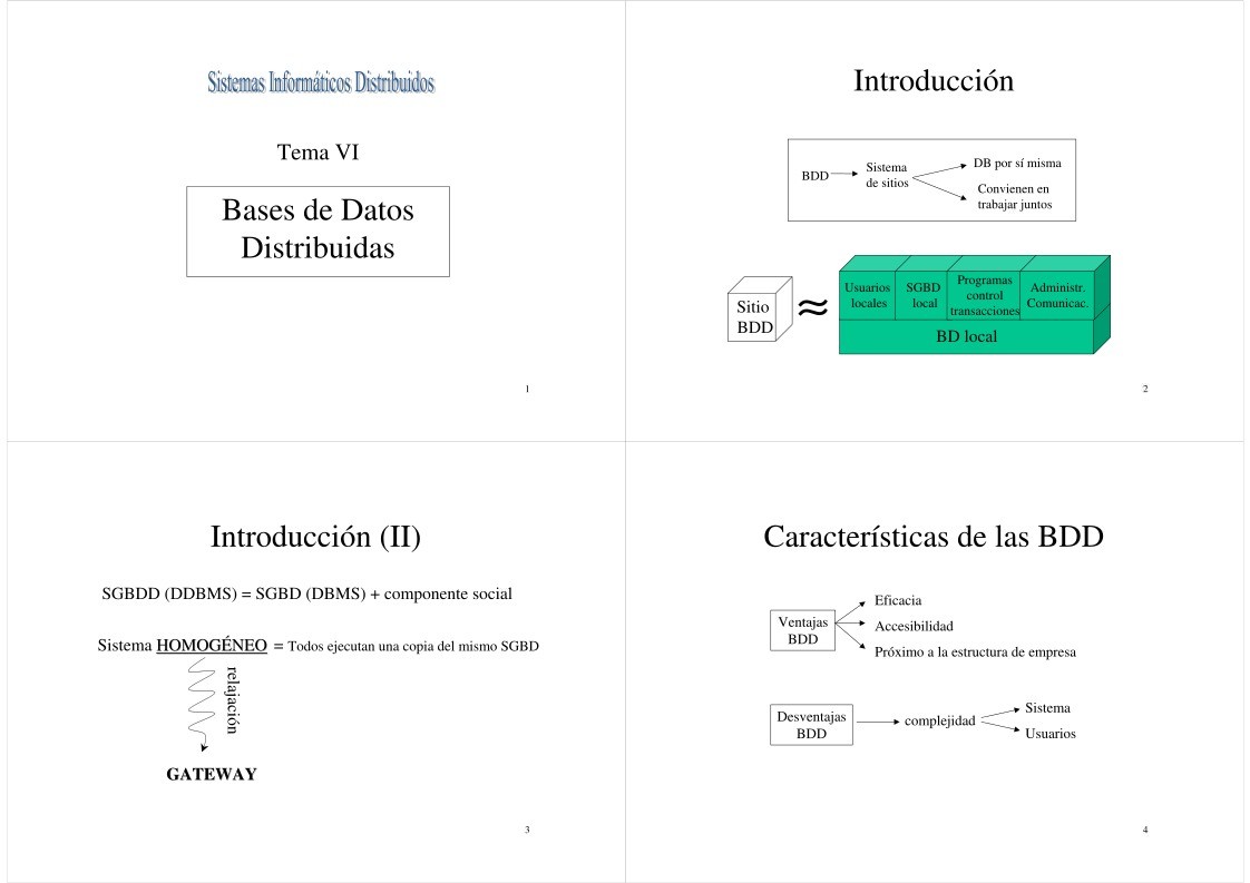 Imágen de pdf Tema VI - Bases de Datos Distribuidas