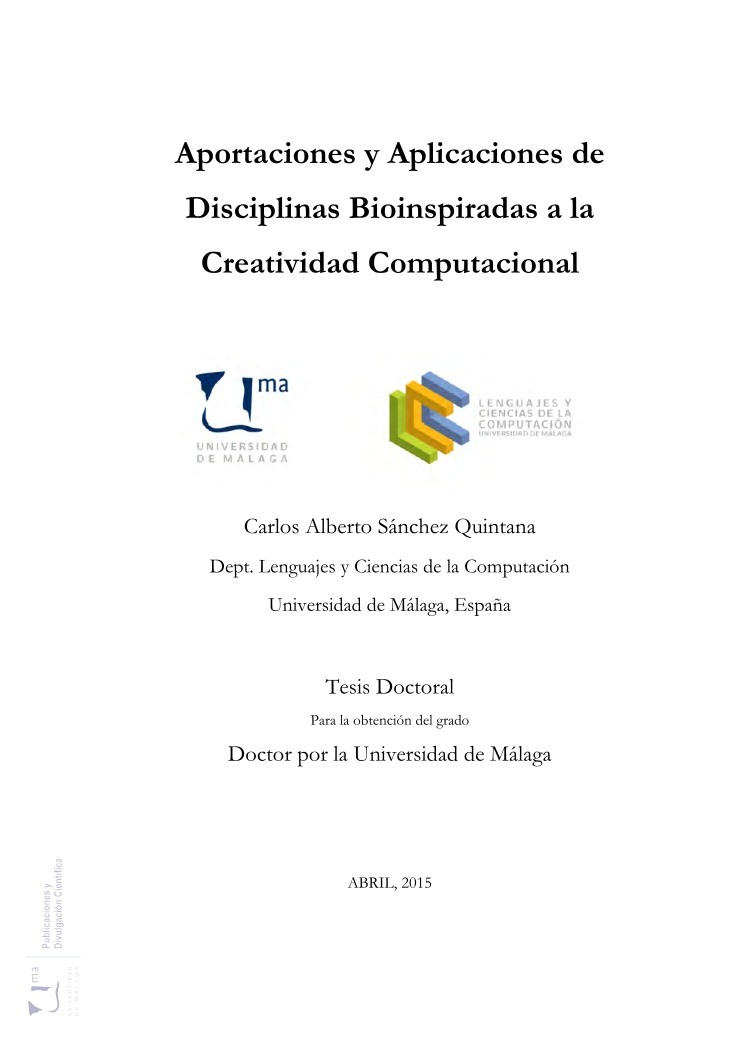 Imágen de pdf Aportaciones y Aplicaciones de Disciplinas Bioinspiradas a la Creatividad Computacional