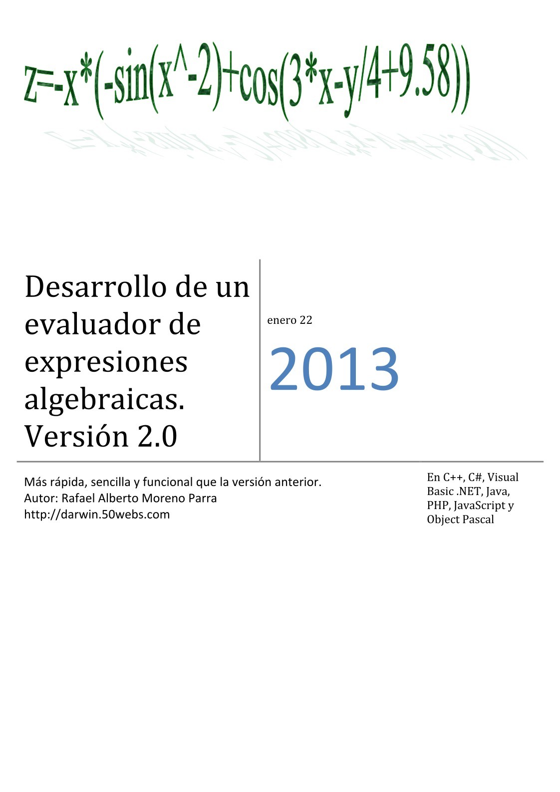 Imágen de pdf Desarrollo de un evaluador de expresiones algebraicas. Versión 2.0