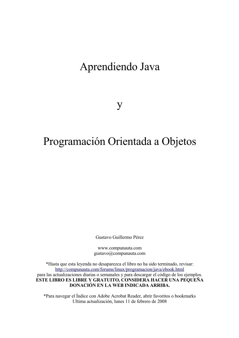 Imágen de pdf Aprendiendo Java y Programación Orientada a Objetos