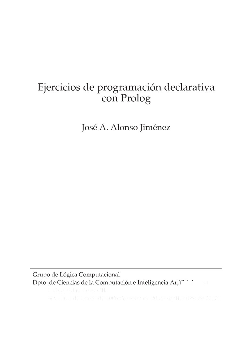 Imágen de pdf Ejercicios de programación declarativa con Prolog