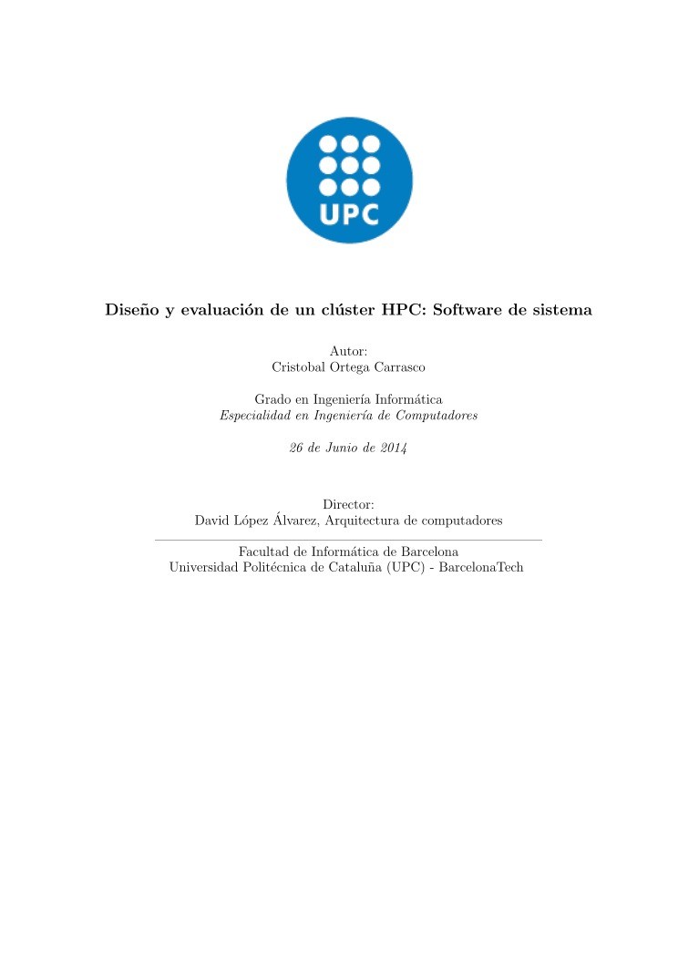 Imágen de pdf Diseño y evaluación de un clúster HPC: Software de sistema