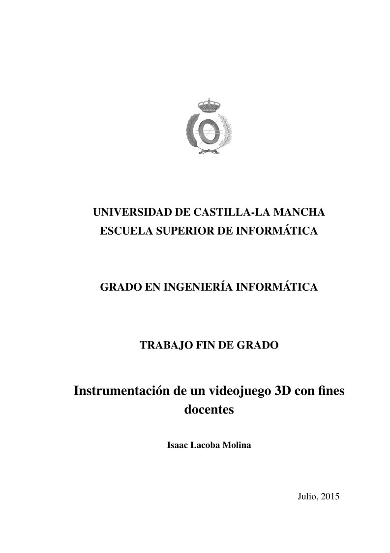 Imágen de pdf Instrumentación de un videojuego 3D con fines docentes