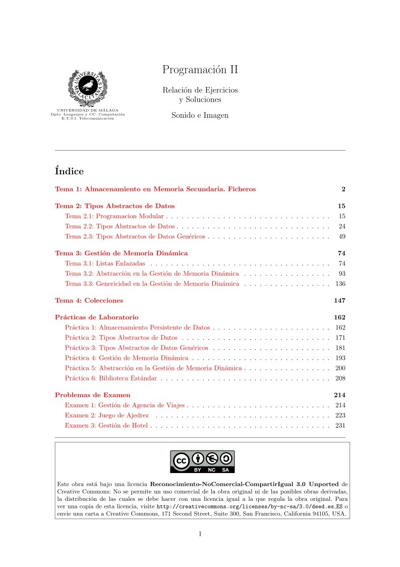 Imágen de pdf Programación II - Relación de Ejercicios y Soluciones - Sonido e Imagen