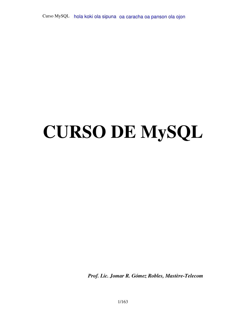 Imágen de pdf Curso de MySQL