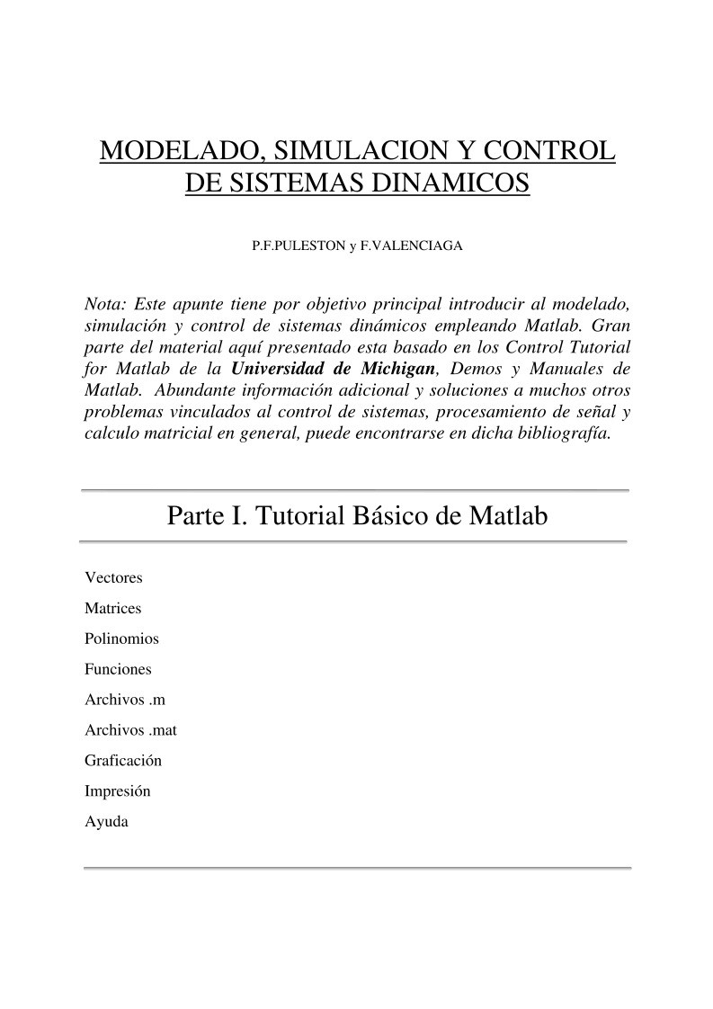 Imágen de pdf Parte I. Tutorial Básico de Matlab
