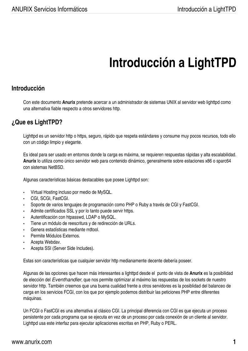 Imágen de pdf Introduccion a lightTPD