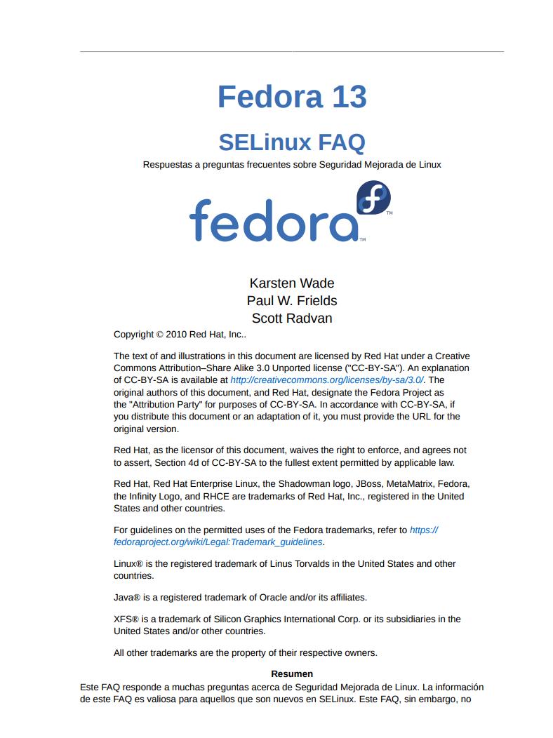 Imágen de pdf SELinux FAQ - Respuestas a preguntas frecuentes sobre Seguridad Mejorada de Linux