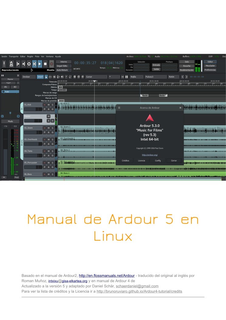 Imágen de pdf Manual de Ardour 5 en Linux