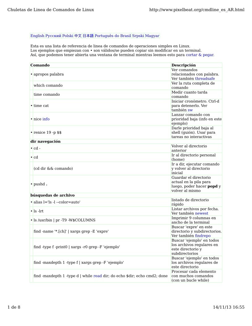 Imágen de pdf Chuleta de linea de comandos de Linux