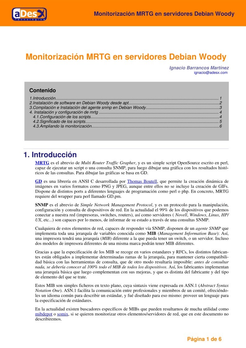 Imágen de pdf Monitorización MRTG en servidores Debian Woody
