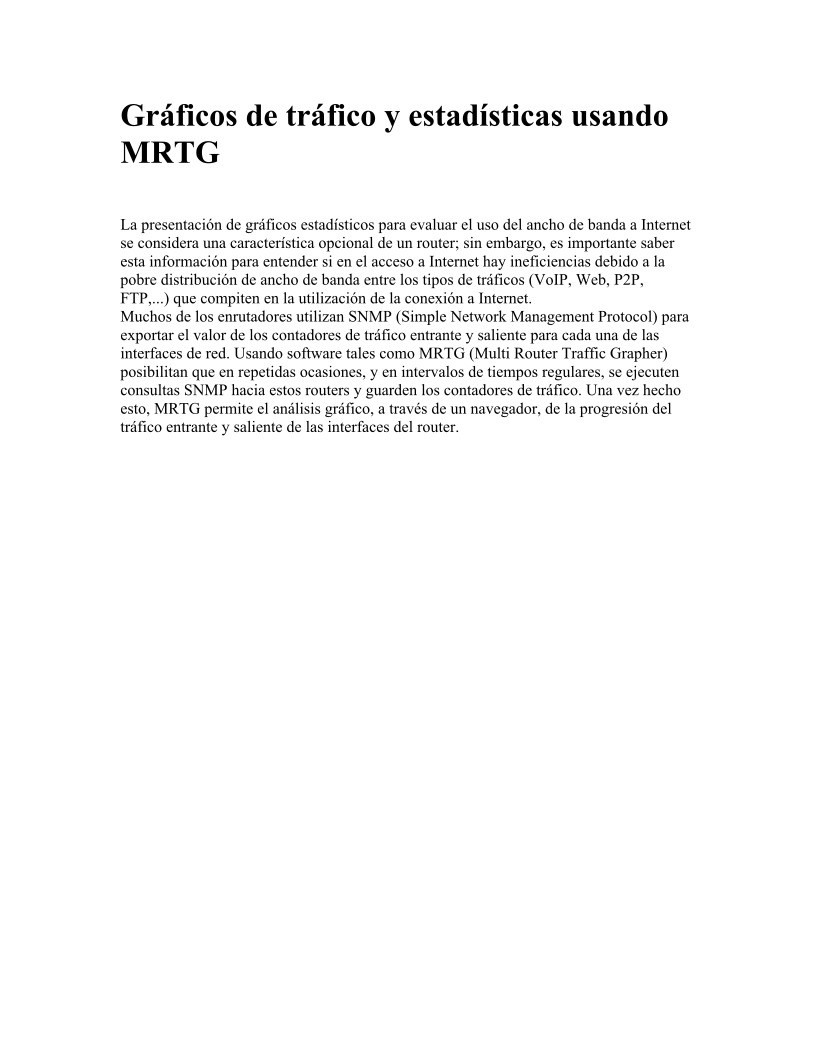 Imágen de pdf Gráficos de tráfico y estadísticas usando MRTG