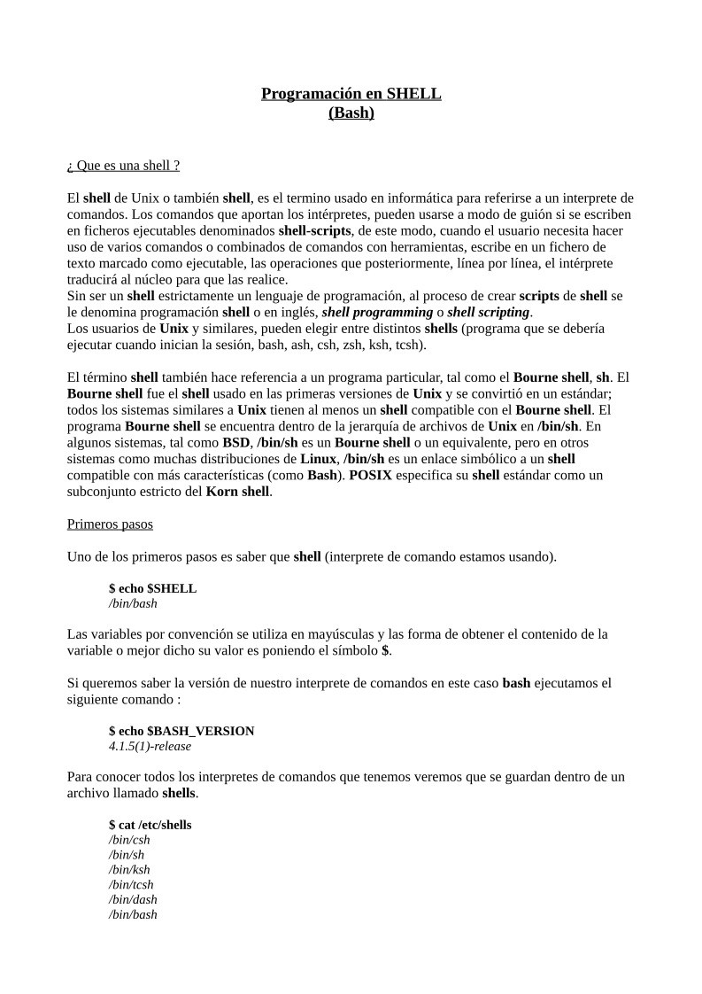 PDF de programación - programacion SHELL (bash)