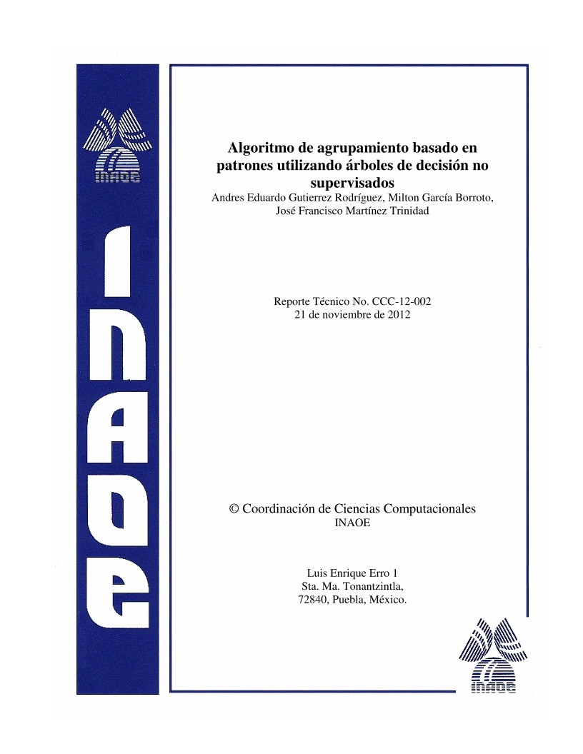 Imágen de pdf Algoritmo de agrupamiento basado en patrones utilizando árboles de decisión no supervisados