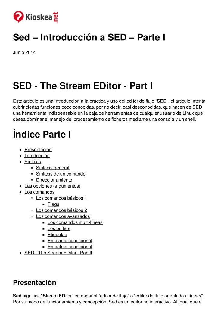 Imágen de pdf Sed - Introducción a SED - Parte I