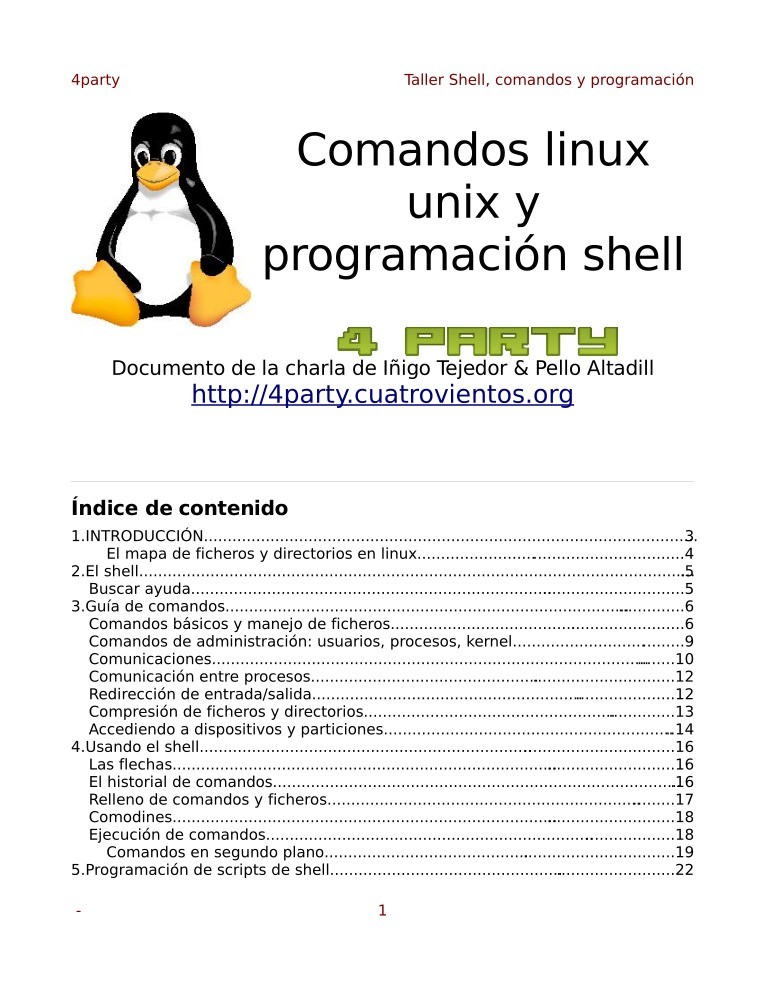 Imágen de pdf Comandos linux unix y programación shell