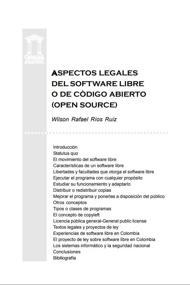 Imágen de pdf ASPECTOS LEGALES DEL SOFTWARE LIBRE O DE CÓDIGO ABIERTO (OPEN SOURCE)