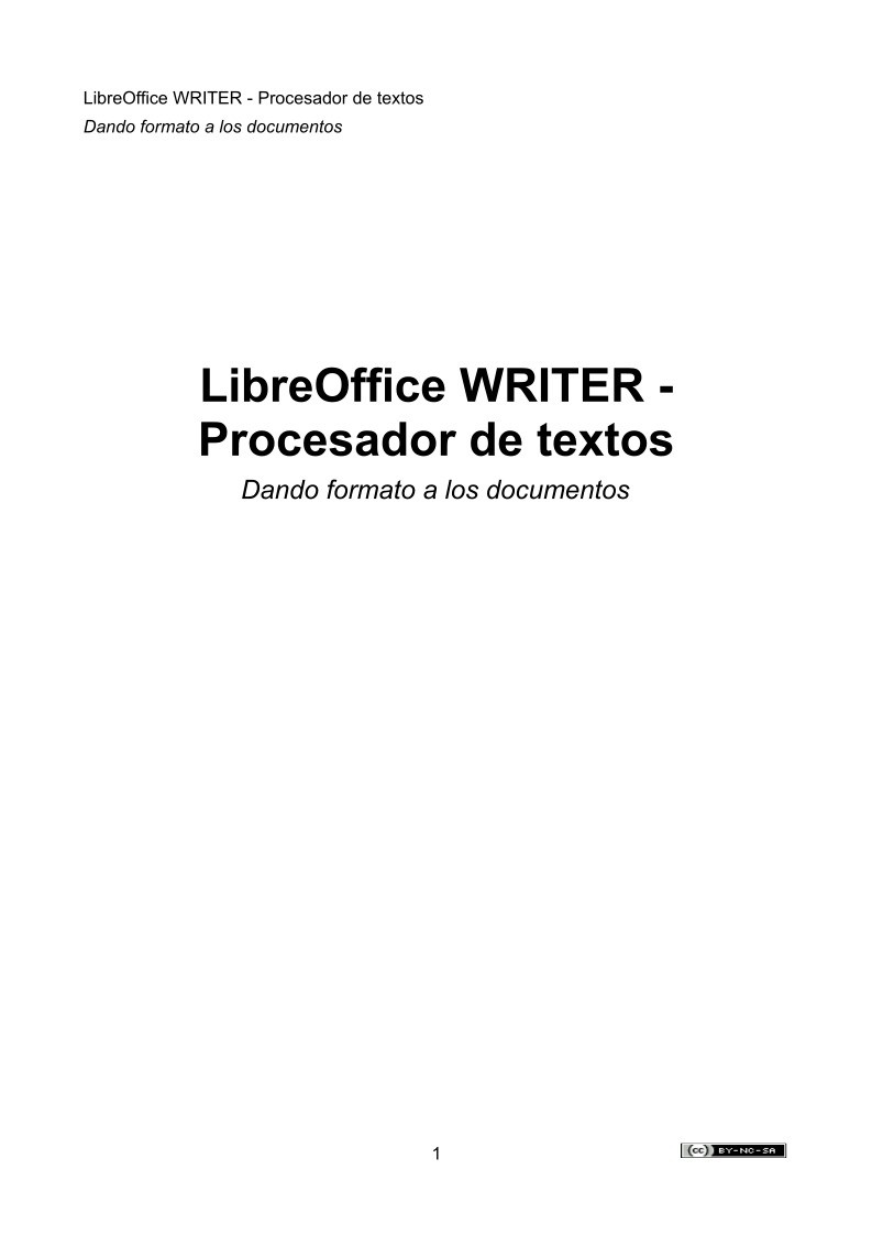 Imágen de pdf LibreOffice WRITER - Procesador de textos - Dando formato a los documentos