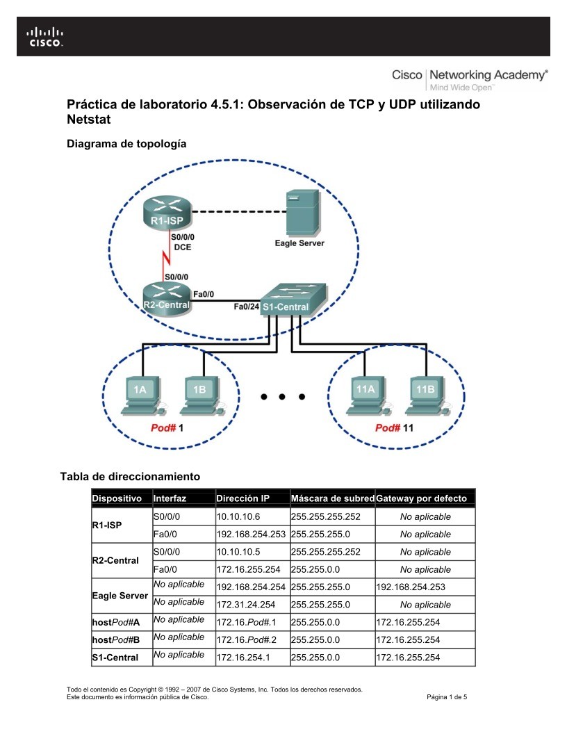 Imágen de pdf Práctica de laboratorio 4.5.1: Observación de TCP y UDP utilizando Netstat